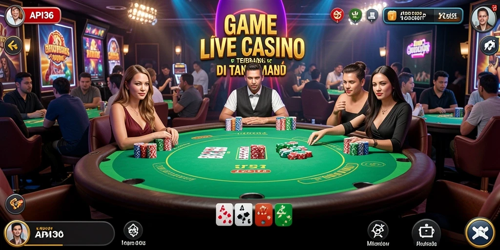 Screenshot gameplay API36 menampilkan dealer live dalam aksi.