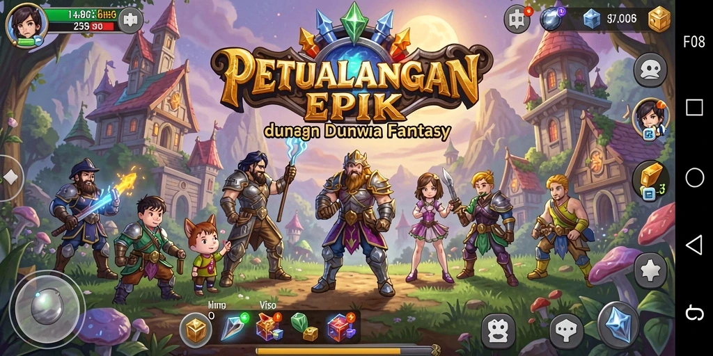 Tampilan gameplay RPG F08 dengan pertempuran epik.