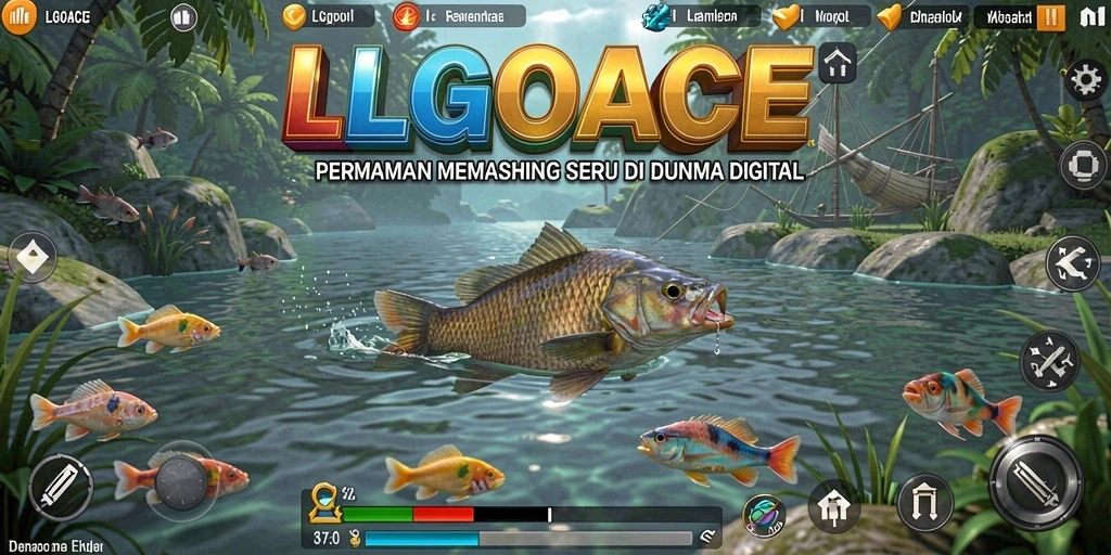 Screenshot gameplay LGOACE menampilkan suasana memancing yang seru dan menenangkan.