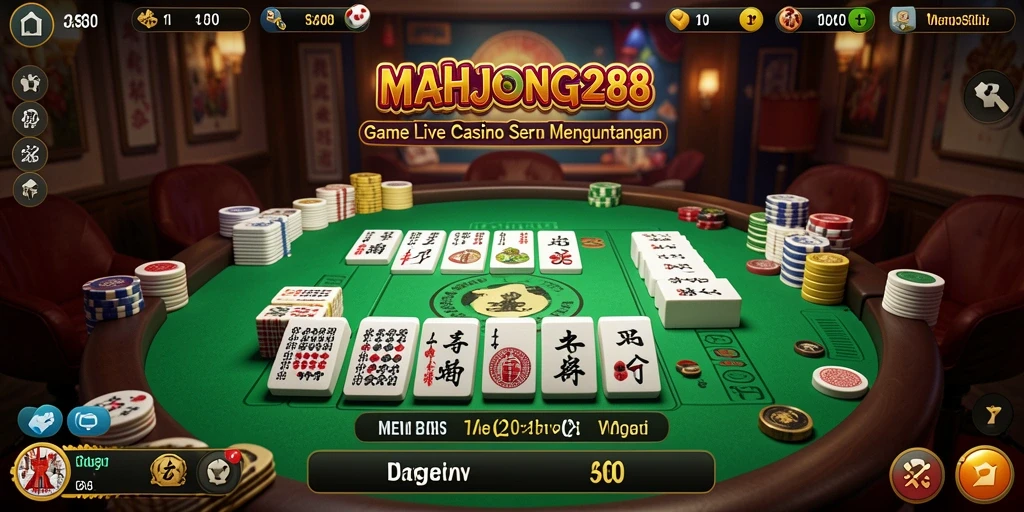 Tampilan gameplay yang mendebarkan dari MAHJONG288 dalam suasana Live Casino.