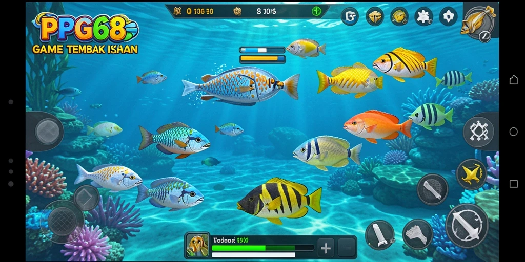 Screenshot utama PGG68 menunjukkan gameplay Tembak Ikan yang seru.