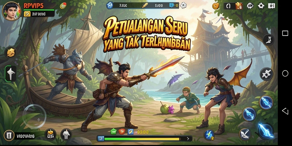 Tangkapan layar menampilkan aksi seru gameplay RPVIP5 di dunia petualangan.